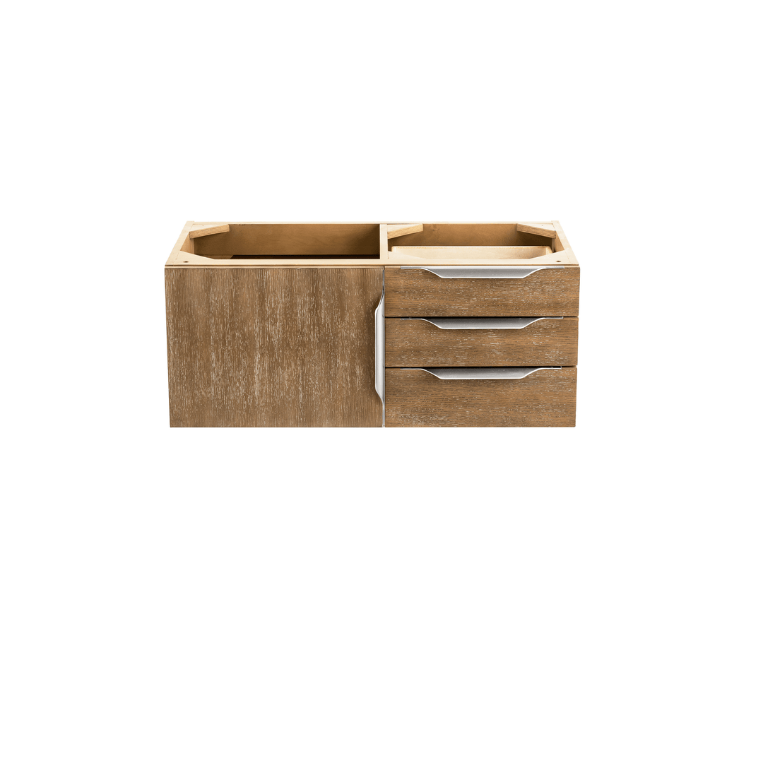 Columbia 36" Single Wall Mount Vanity Cabinet, Latte Oak, Brushed Nickel