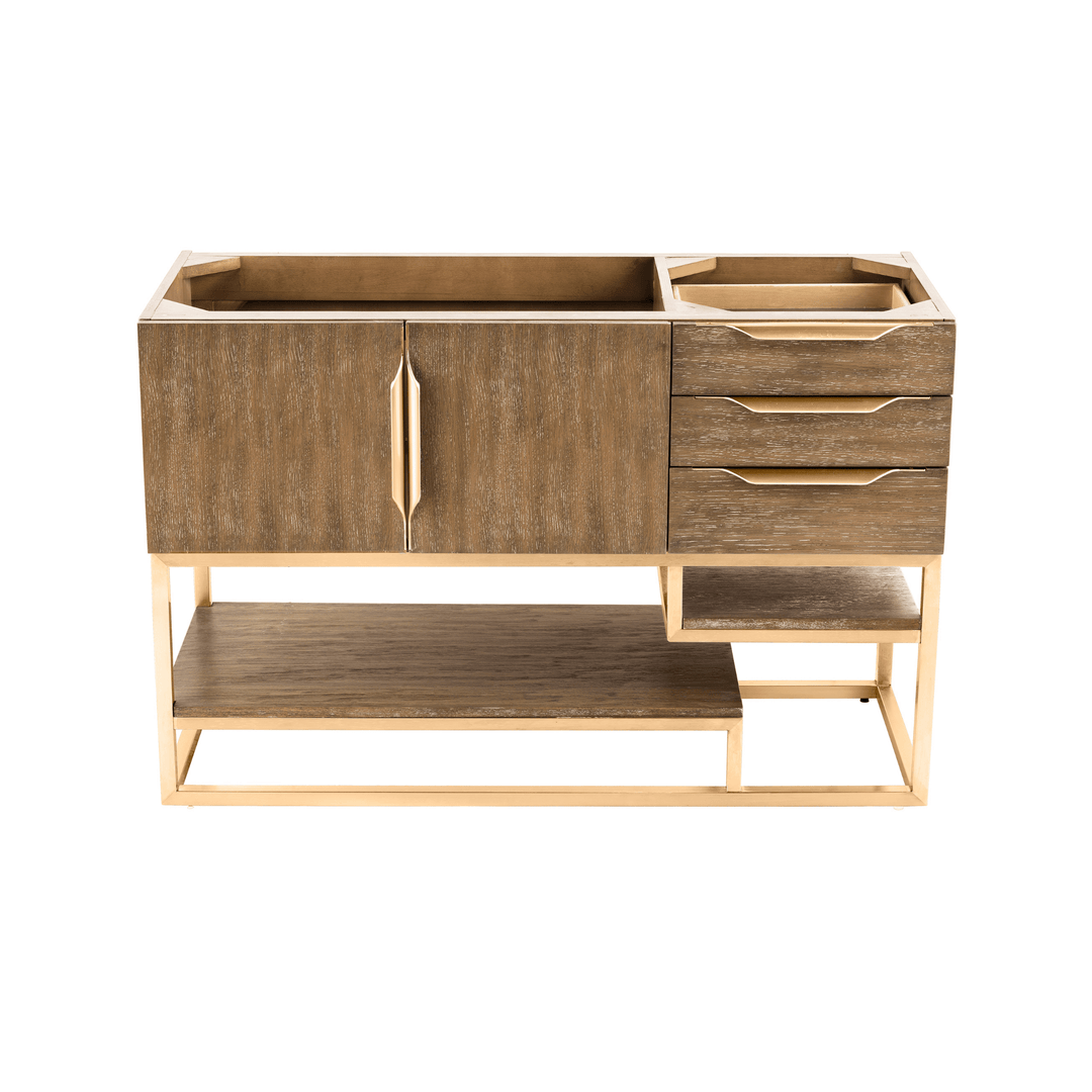 Columbia 48" Single Vanity Cabinet, Latte Oak, Radiant Gold