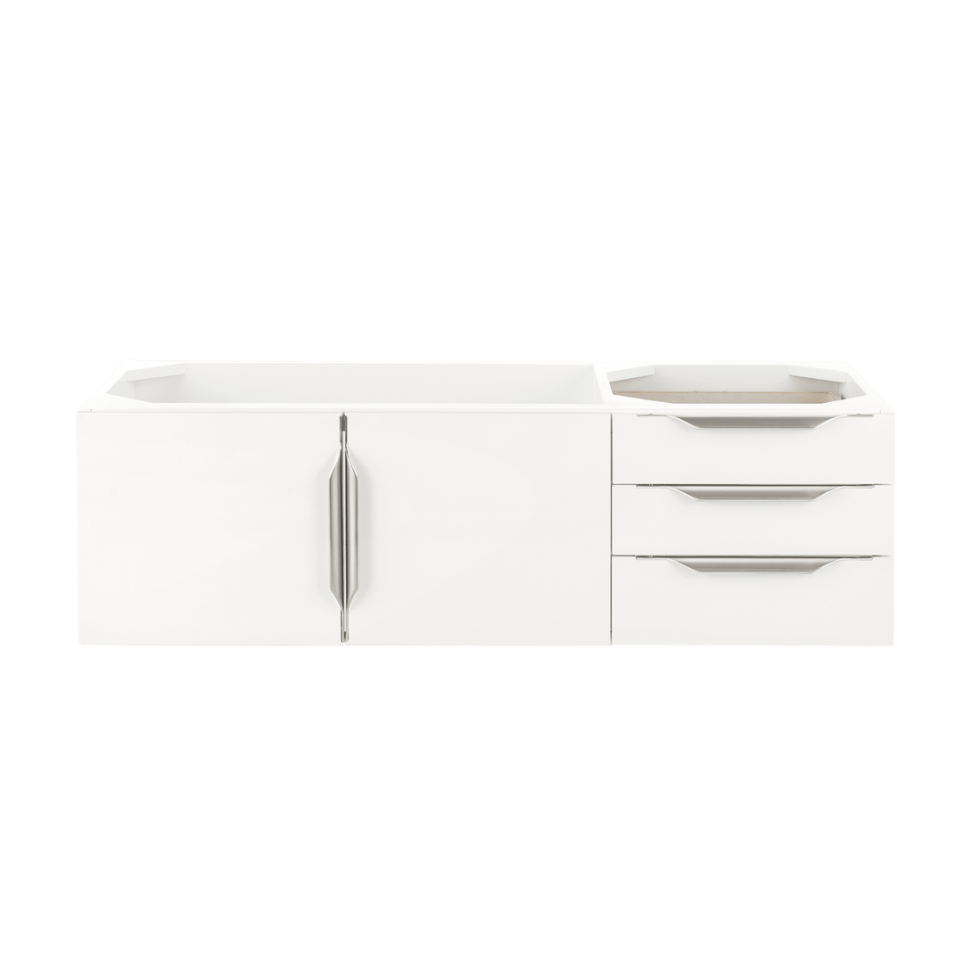 Columbia 48" Single Wall Mount Vanity Cabinet, Glossy White, Brushed Nickel