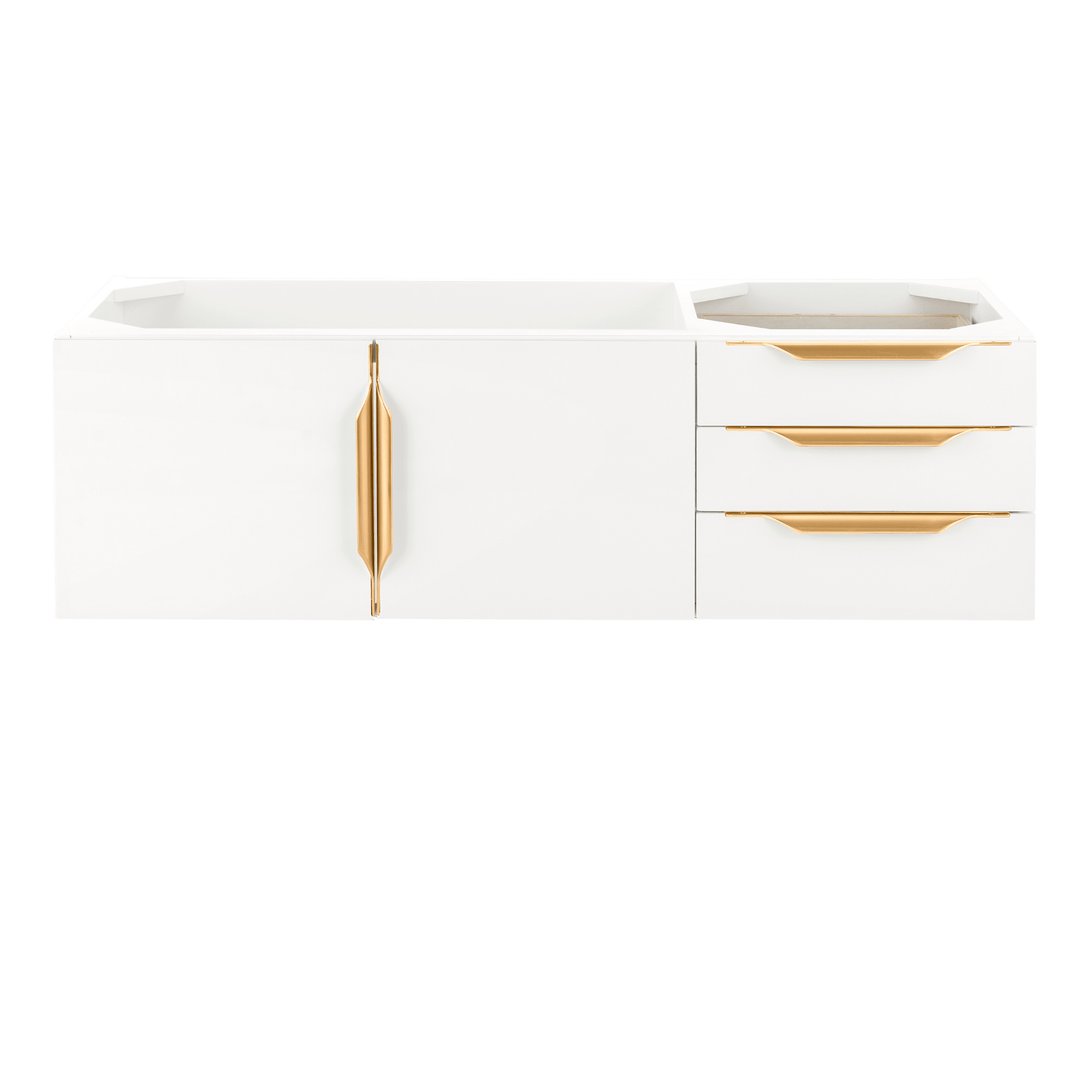 Columbia 48" Single Wall Mount Vanity Cabinet, Glossy White, Radiant Gold