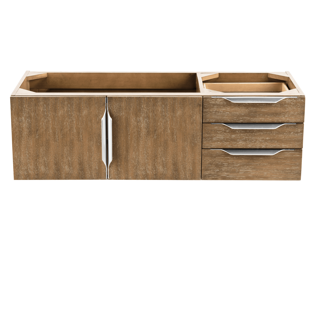 Columbia 48" Single Wall Mount Vanity Cabinet, Latte Oak, Brushed Nickel