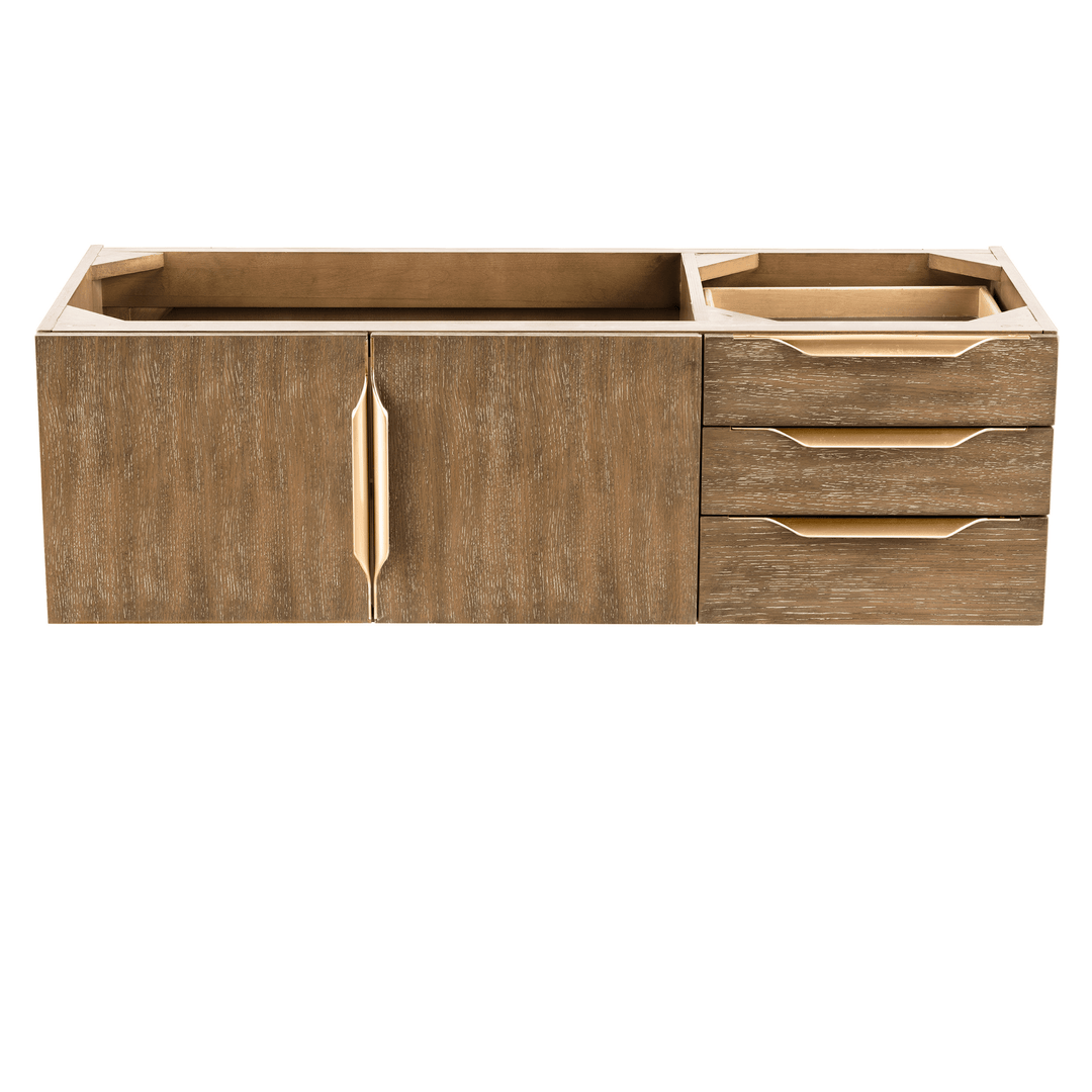 Columbia 48" Single Wall Mount Vanity Cabinet, Latte Oak, Radiant Gold