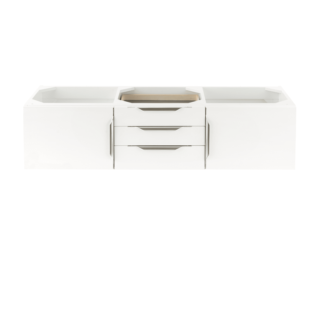 Columbia 59" Double Vanity Cabinet, Glossy White, No Hardware