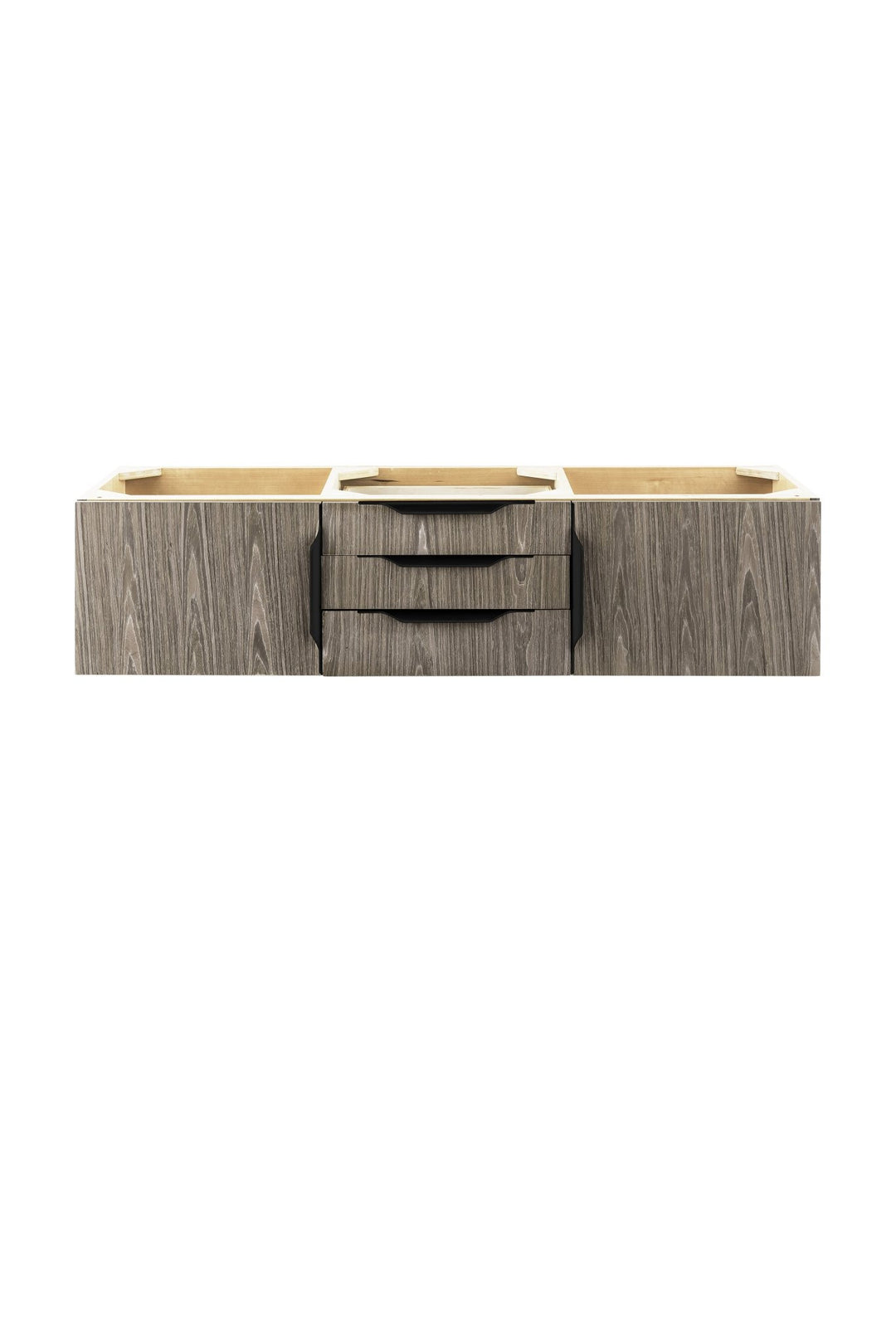 Columbia 59" Double Wall Mount Vanity Cabinet, Ash Gray, Matte Black