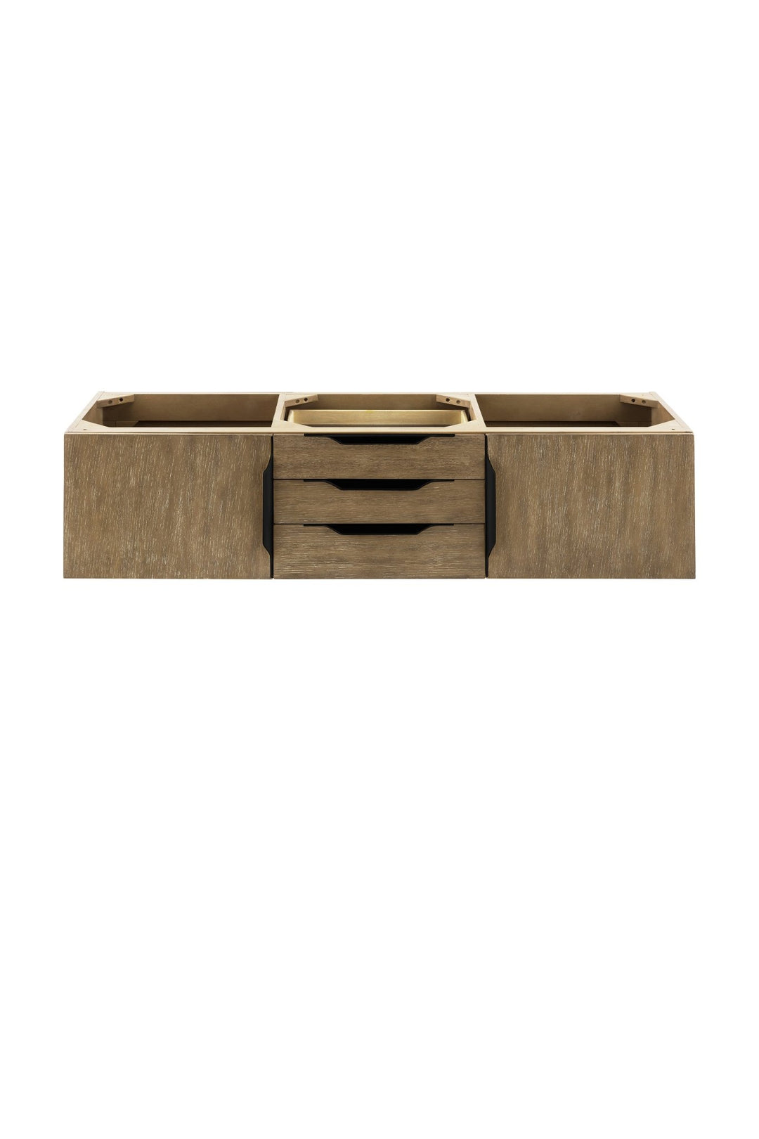 Columbia 59" Double Wall Mount Vanity Cabinet, Latte Oak, Matte Black