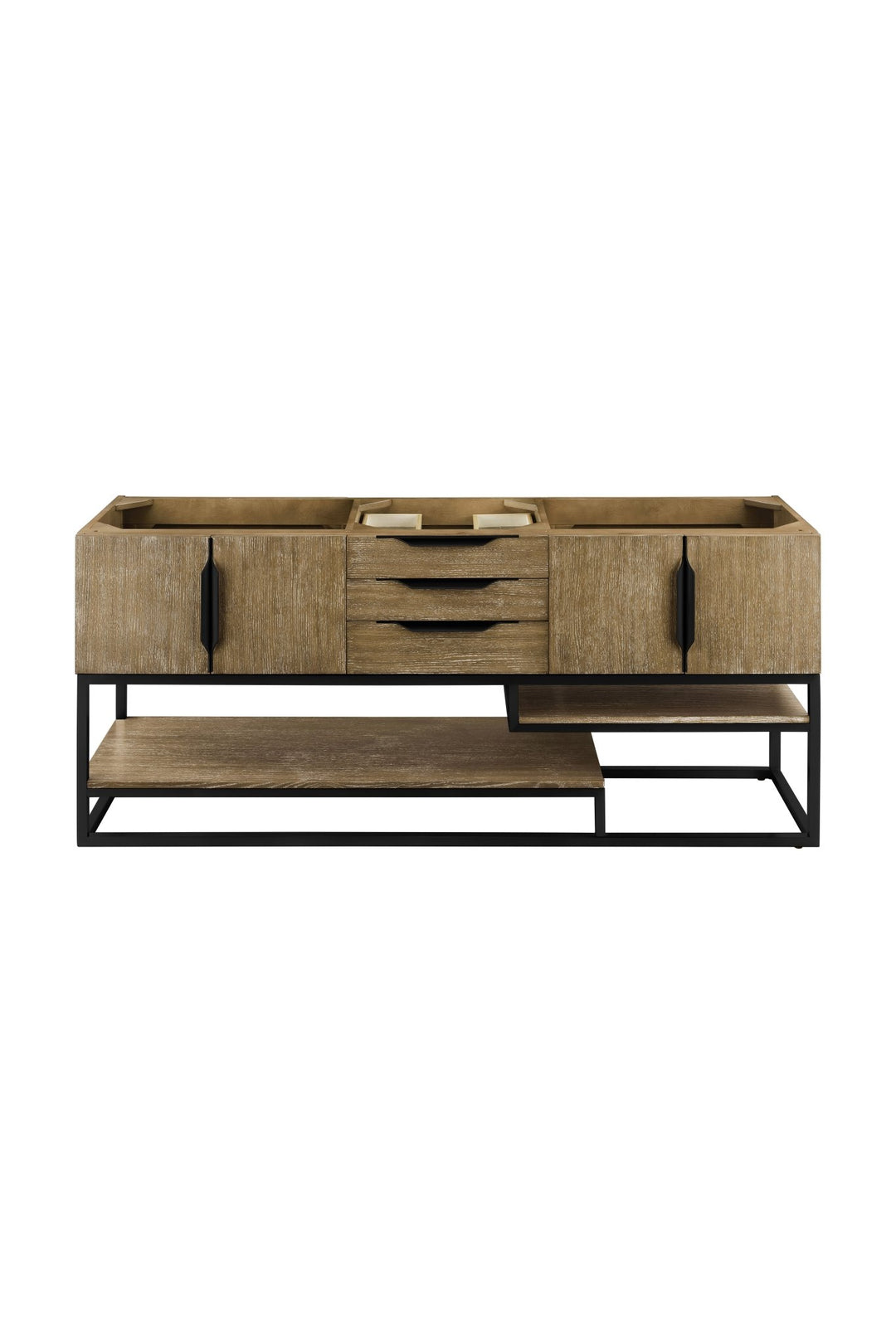 Columbia 72" Double Vanity Cabinet, Latte Oak, Matte Black