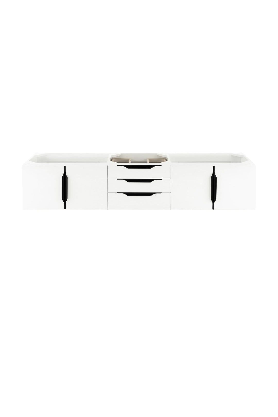 Columbia 72" Double Wall Mount Vanity Cabinet, Glossy White, Matte Black