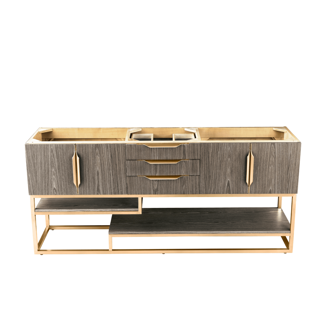 Columbia 72" Single Vanity Cabinet, Ash Gray, Radiant Gold