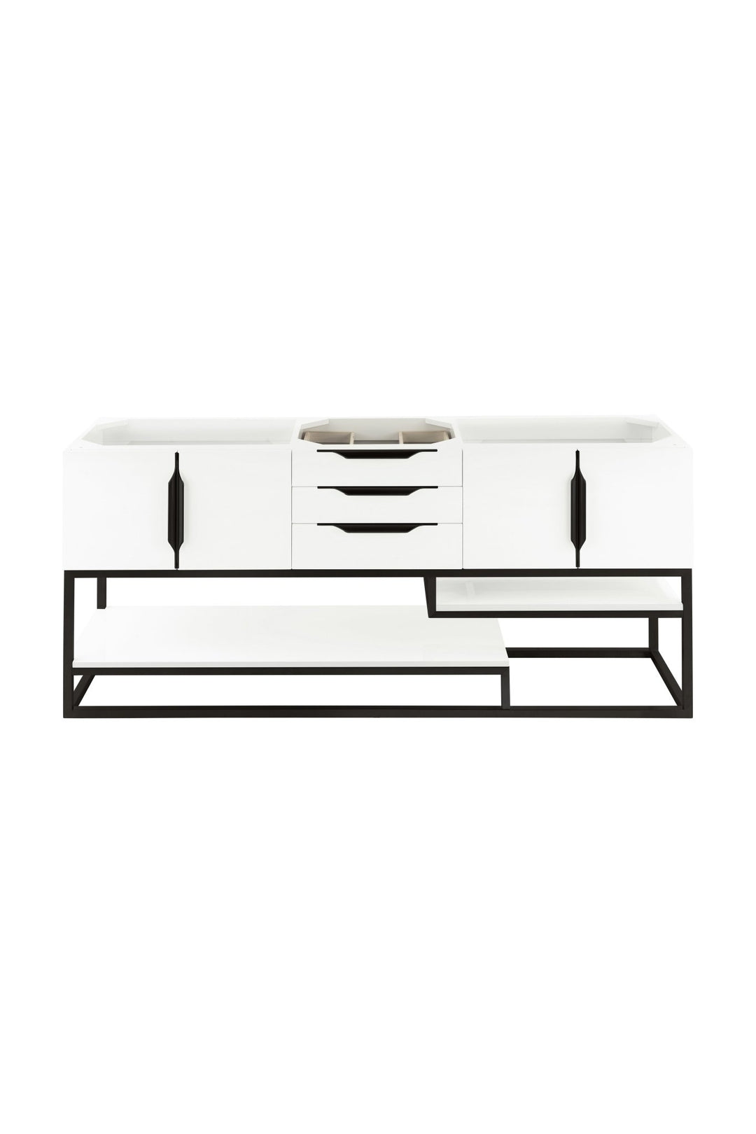 Columbia 72" Single Vanity Cabinet, Glossy White, Matte Black
