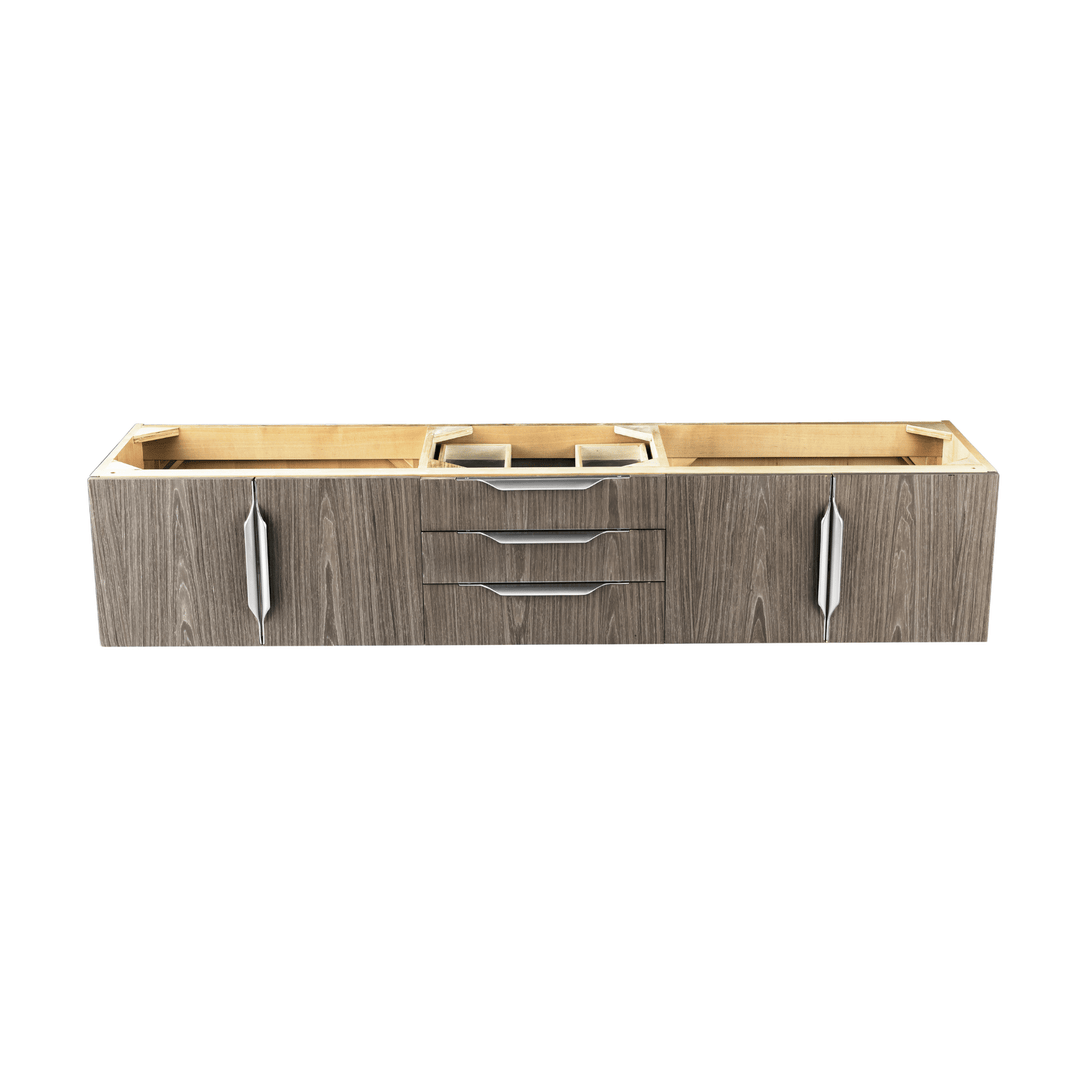 Columbia 72" Single Wall Mount Vanity Cabinet, Ash Gray, Brushed Nickel