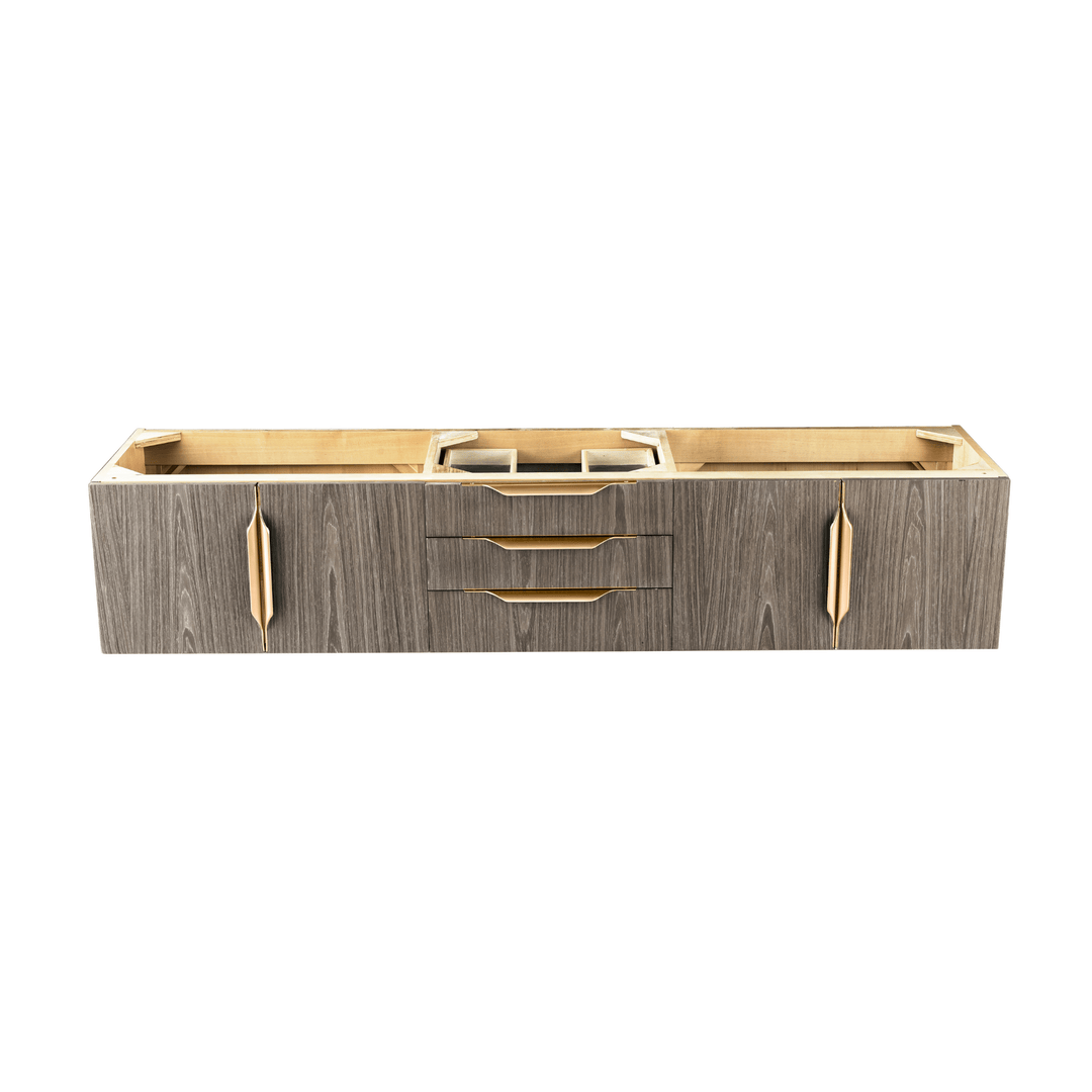 Columbia 72" Single Wall Mount Vanity Cabinet, Ash Gray, Radiant Gold