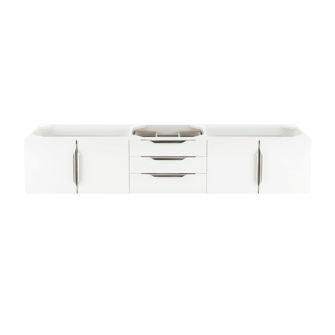 Columbia 72" Single Wall Mount Vanity Cabinet, Glossy White, Brushed Nickel