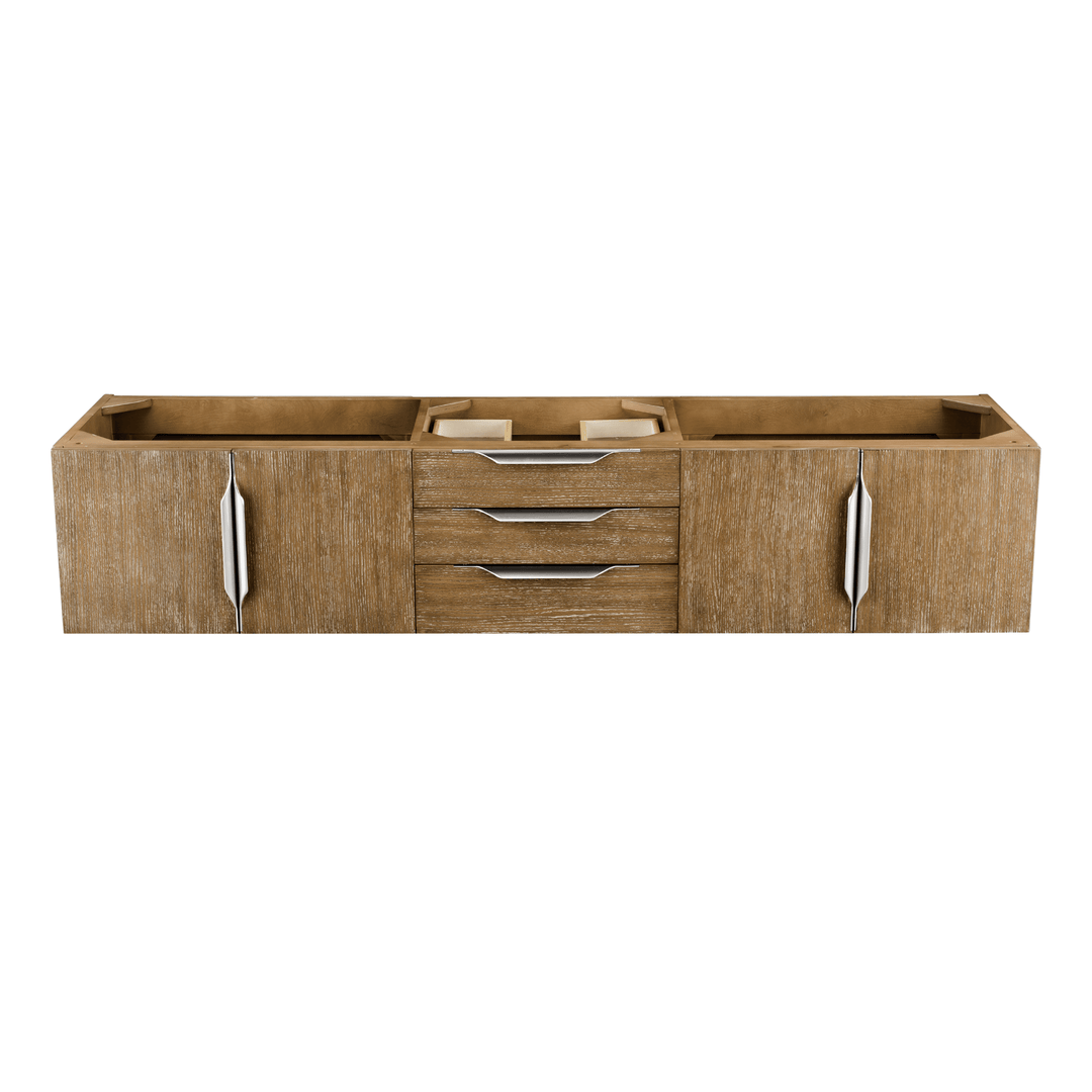 Columbia 72" Single Wall Mount Vanity Cabinet, Latte Oak, Brushed Nickel