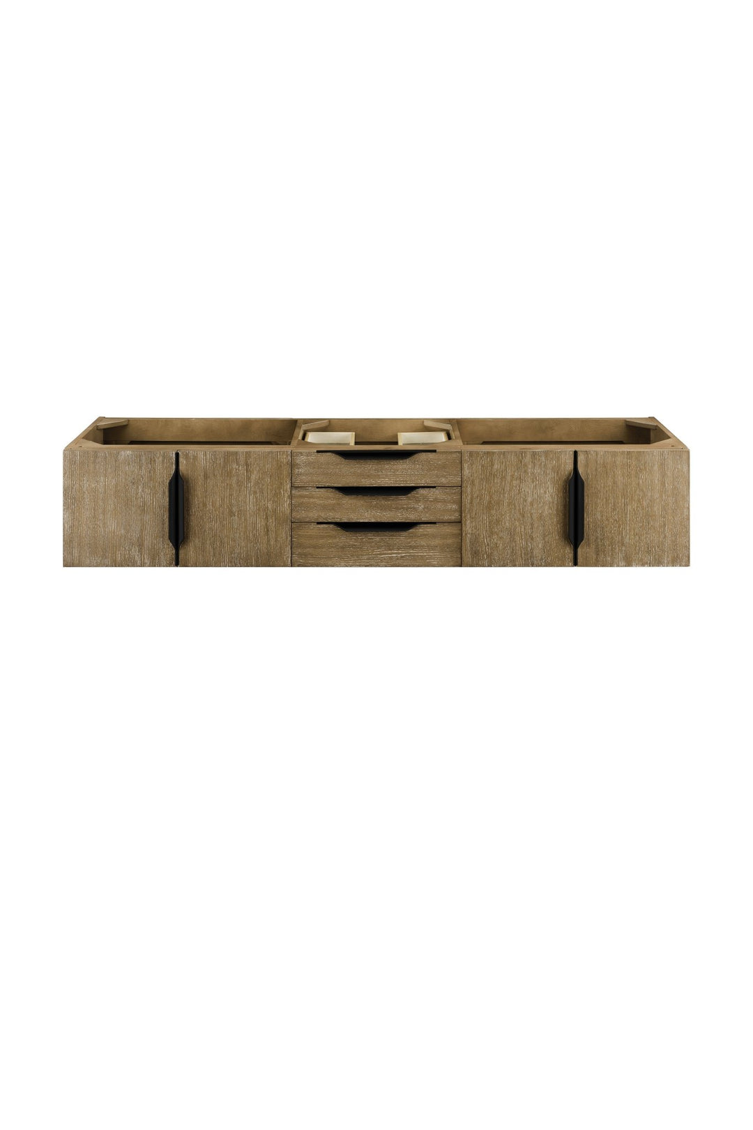 Columbia 72" Single Wall Mount Vanity Cabinet, Latte Oak, Matte Black