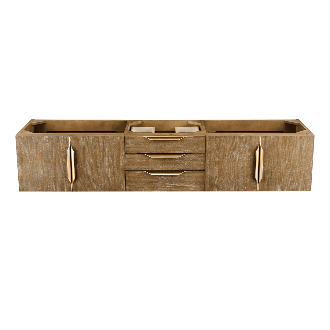 Columbia 72" Single Wall Mount Vanity Cabinet, Latte Oak, Radiant Gold