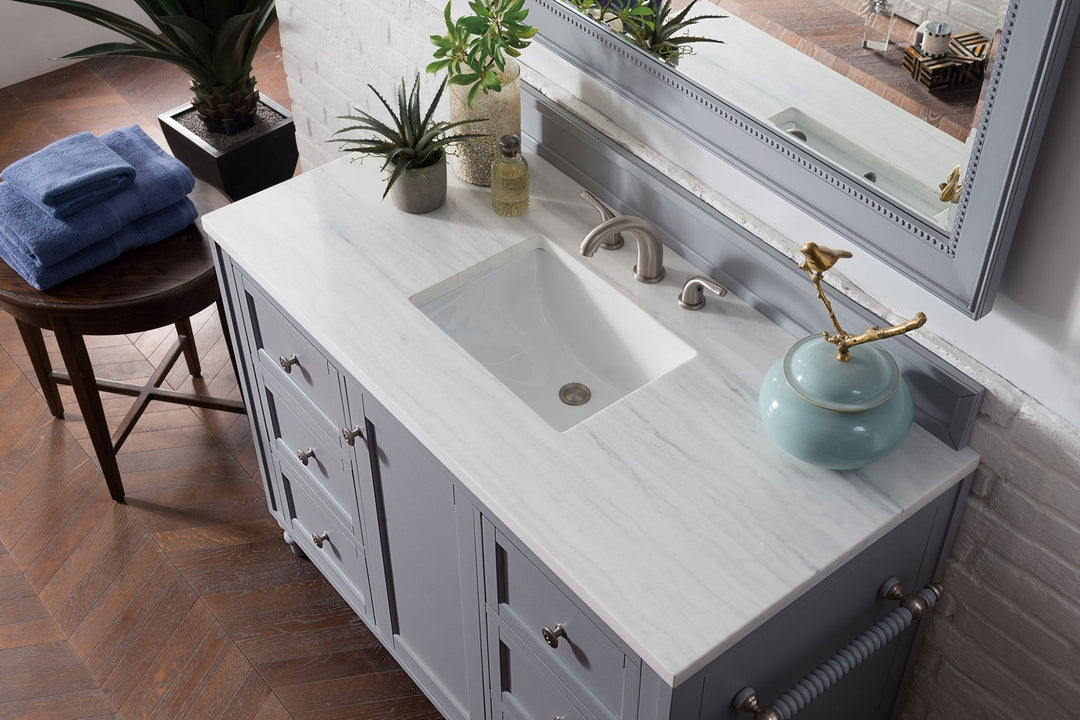 Copper Cove Encore 48" Single Vanity, Silver Gray w/ 3 CM Arctic Fall Solid Surface Top