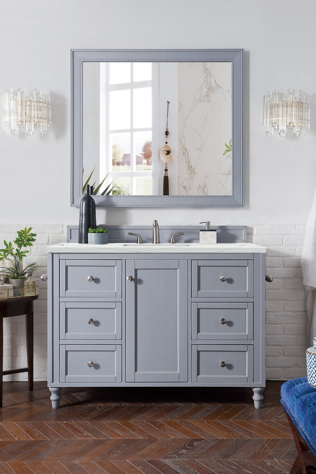 Copper Cove Encore 48" Single Vanity, Silver Gray w/ 3 CM Ethereal Noctis Silestone Top