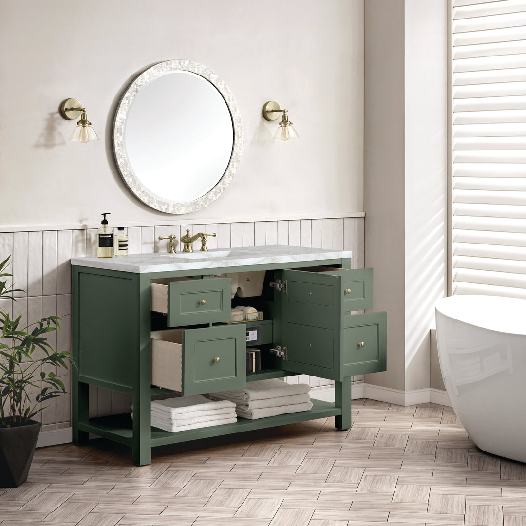 Breckenridge 48" Single Vanity, Smokey Celadon w/ 3 CM Victorian Silver Top w/FreePower Wireless Charger