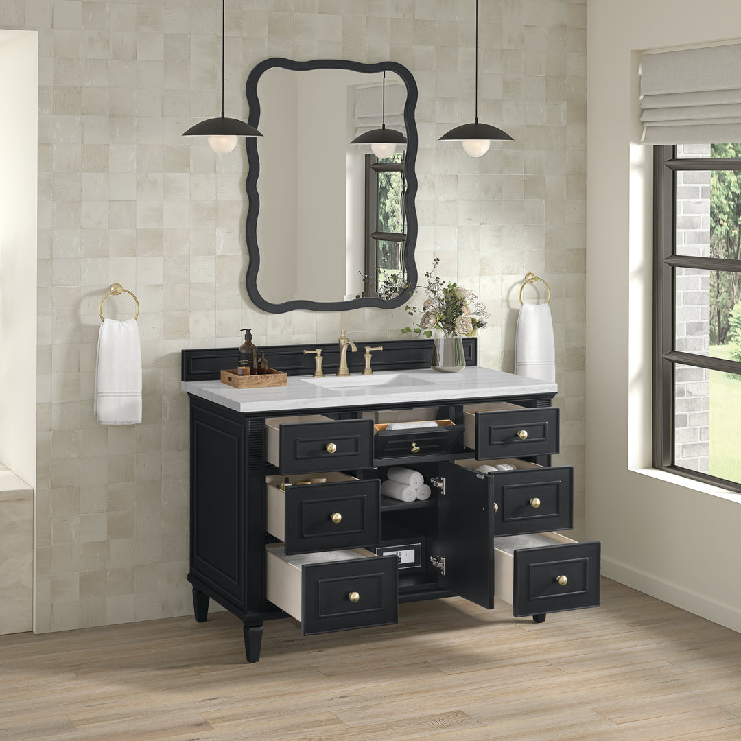 Lorelai 48" Single Vanity, Black Onyx w/ 3 CM Arctic Fall Solid Surface Top