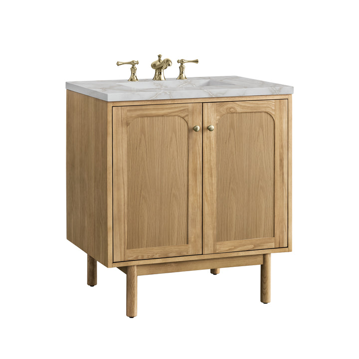 Laurent 30" Single Vanity, Light Natural Oak w/ 3 CM Victorian Silver Top