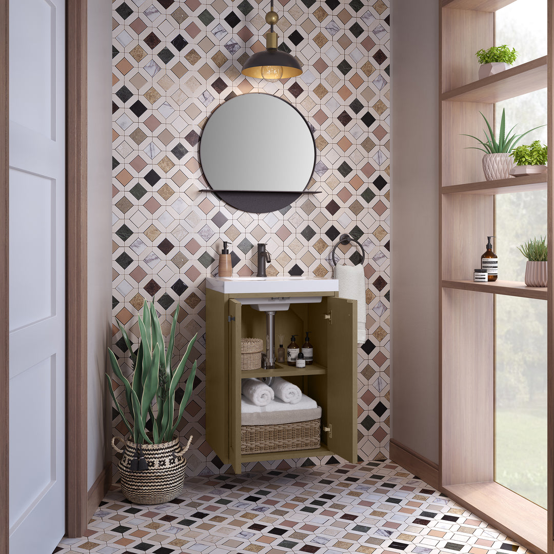 Chianti 20" Single Vanity, Walnut Whisper, Matte Black, w/ White Glossy Composite Stone Top