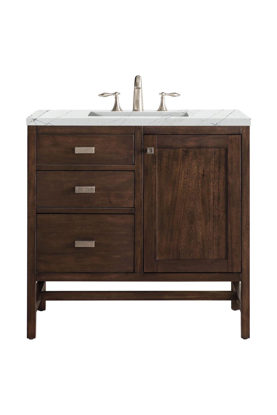 Addison 36" Single Vanity, Mid-Century Acacia w/ 3 CM Ethereal Noctis Silestone Top