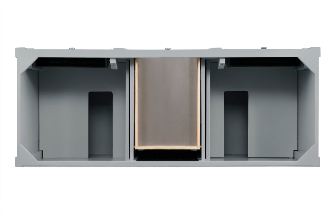 Brittany 60" Double Vanity, Urban Gray w/ 3 CM Parisien Bleu Silestone Top w/FreePower Wireless Charger