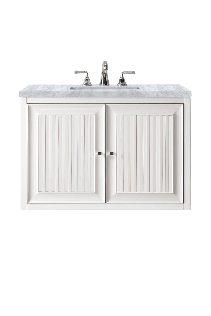 Athens 30" Single Vanity, Glossy White w/ 3 CM Carrara White Top