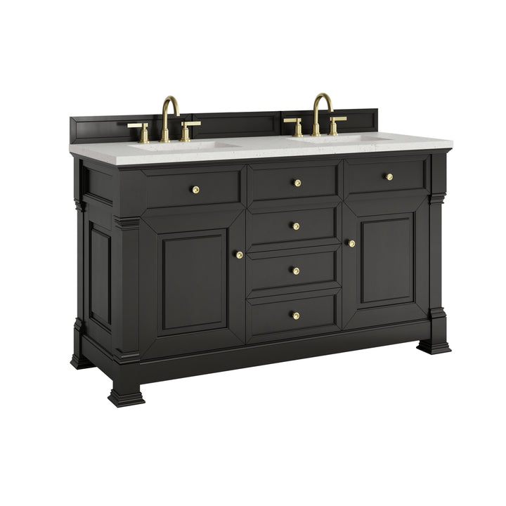 Brookfield 60" Double Vanity, Black Onyx w/ 3 CM Lime Delight Silestone® Top