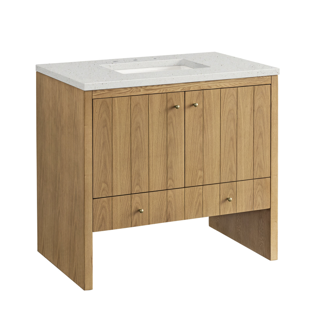 Hudson 36" Single Vanity, Light Natural Oak w/ 3 CM Lime Delight Top