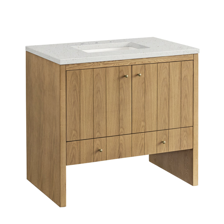 Hudson 36" Single Vanity, Light Natural Oak w/ 3 CM Lime Delight Top