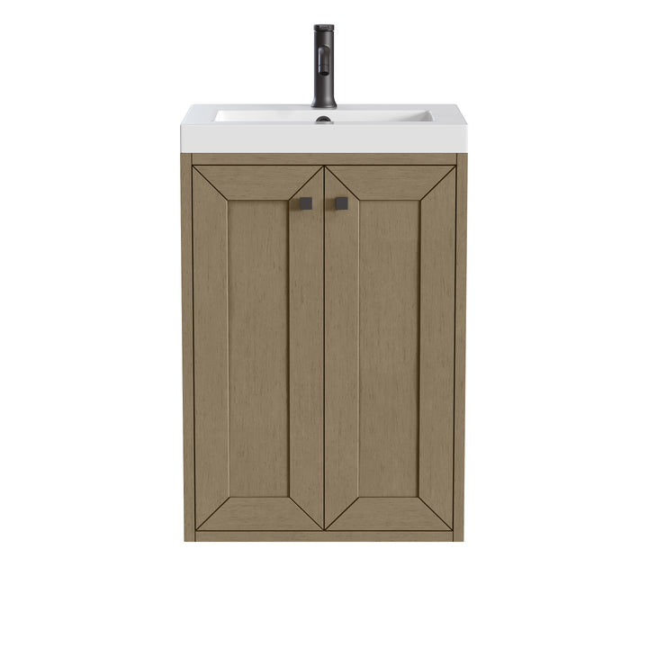 Chianti 20" Single Vanity, Walnut Whisper, Matte Black, w/ White Glossy Composite Stone Top
