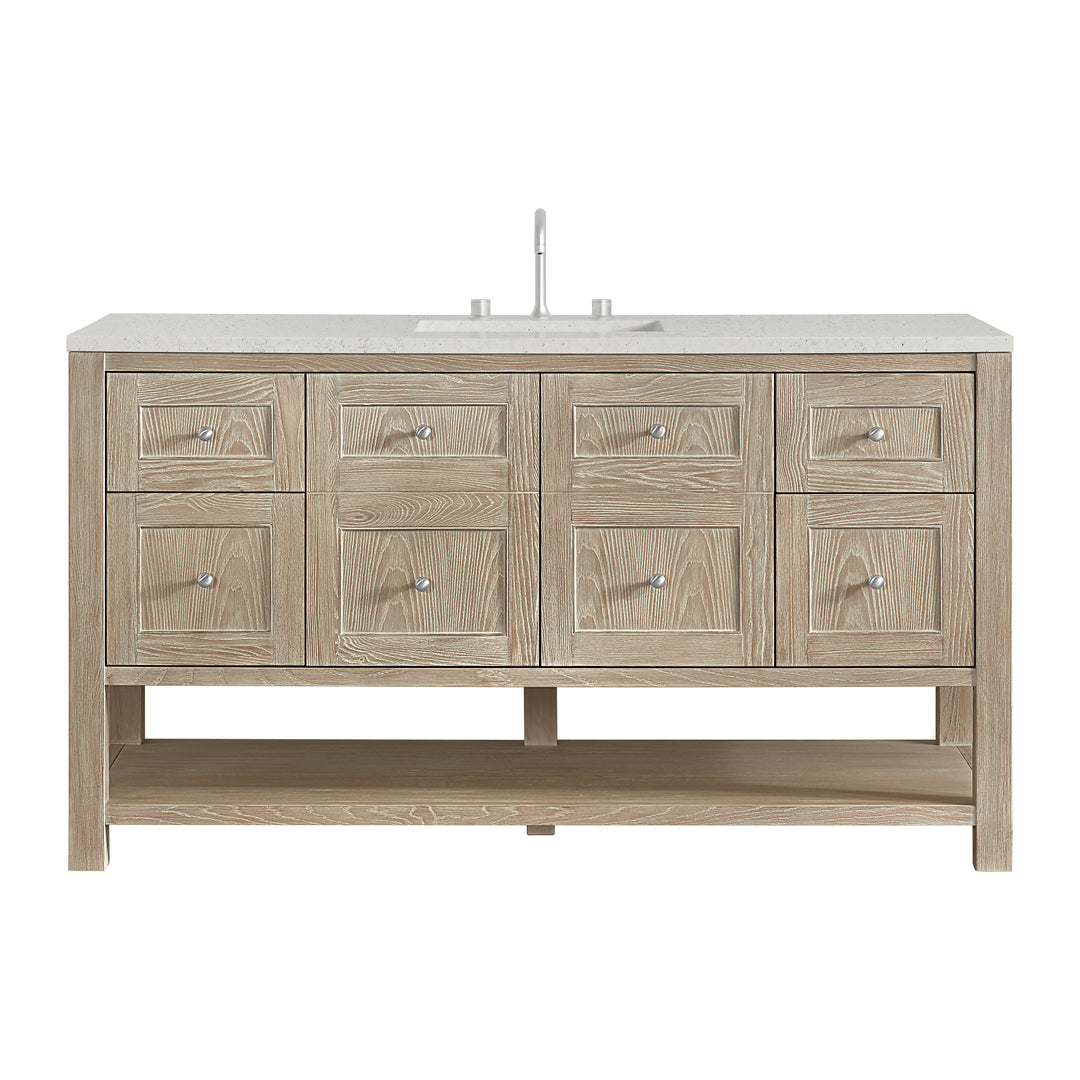 Breckenridge 60" Single Vanity, Whitewashed Oak, w/ 3 CM Lime Delight Quartz Top