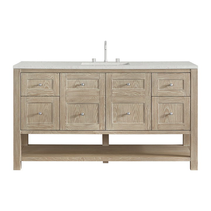 Breckenridge 60" Single Vanity, Whitewashed Oak, w/ 3 CM Lime Delight Quartz Top