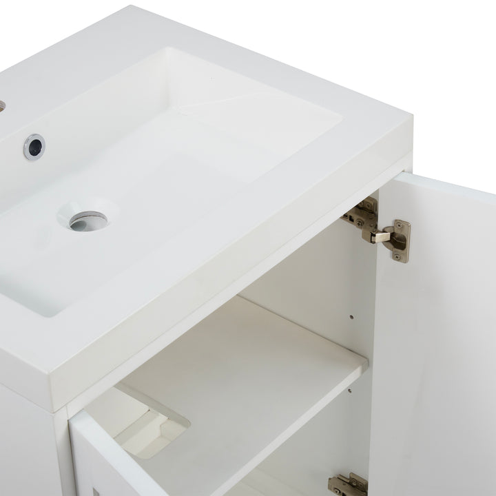 Chianti 24" Single Vanity, Glossy White w/ White Glossy Composite Stone Top