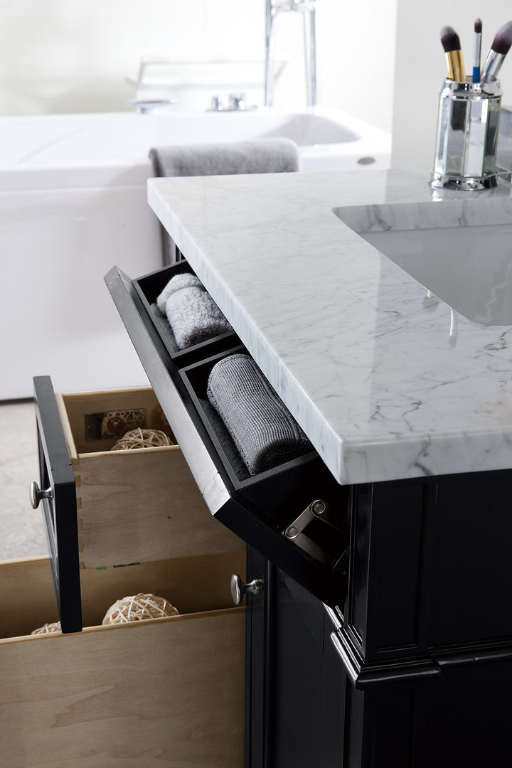 Brittany 30" Single Vanity, Black Onyx w/ 3 CM Carrara Marble Top