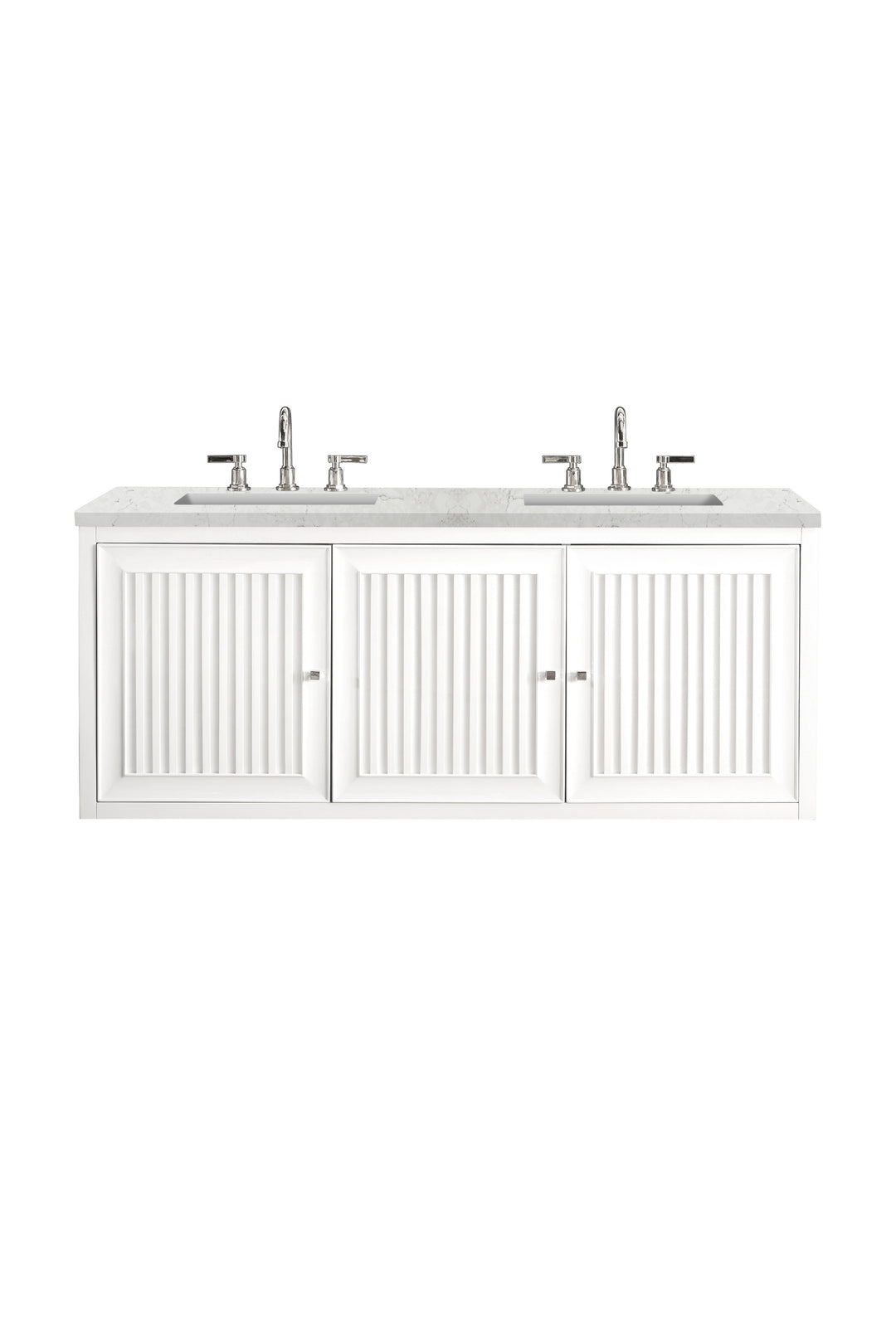 Athens 60" Double Vanity, Glossy White w/ 3 CM Eternal Jasmine Pearl Silestone Top
