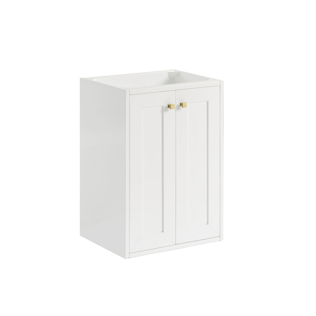 Chianti 20" Single Vanity, Glossy White, Champagne Brass, w/ White Glossy Composite Stone Top