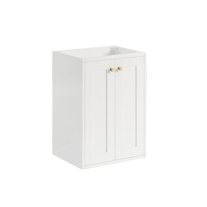 Chianti 20" Single Vanity, Glossy White, Champagne Brass, w/ White Glossy Composite Stone Top