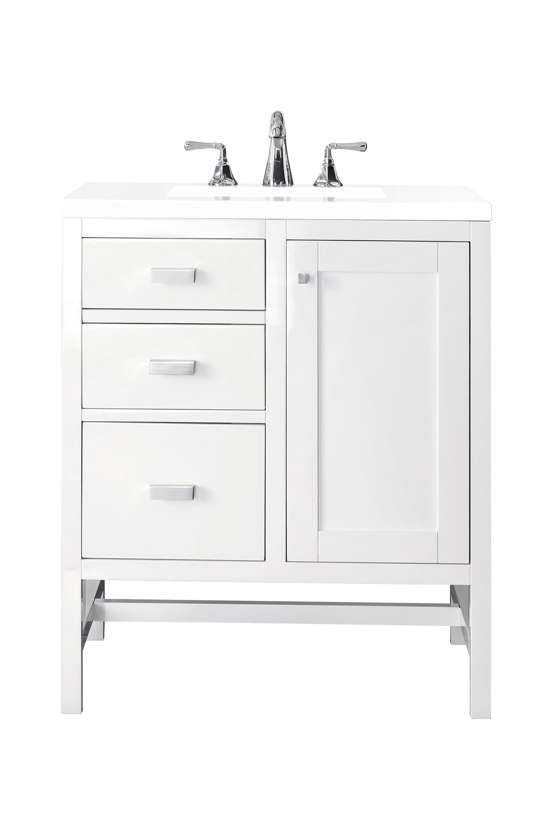 Addison 30" Single Vanity, Glossy White w/ 3 CM White Zeus Silestone Top