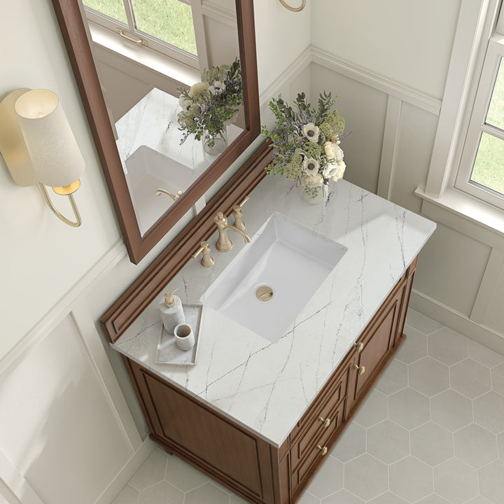 Lorelai 36" Single Vanity, Mid-Century Walnut w/ 3 CM Ethereal Noctis Silestone Top