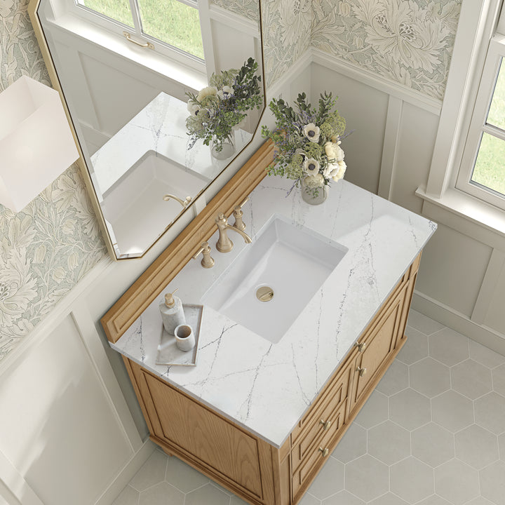 Lorelai 36" Single Vanity, Light Natural Oak w/ 3 CM Ethereal Noctis Silestone Top