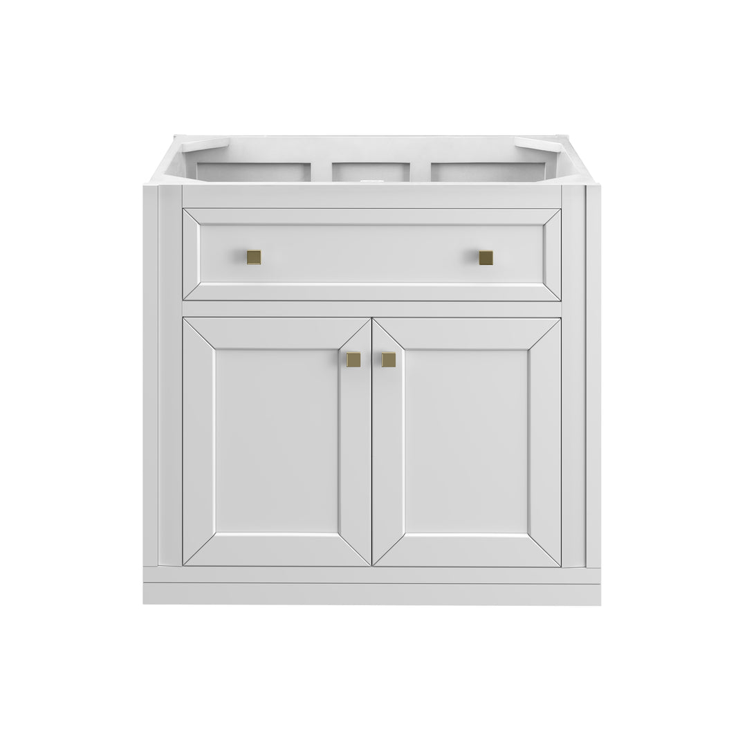 Chicago 30" Single Vanity, Glossy White, w/ 3 CM Arctic Fall Solid Surface Top