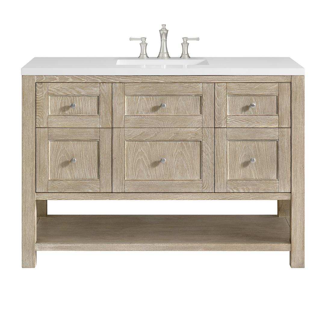 Breckenridge 48" Single Vanity, Whitewashed Oak w/ 3 CM White Zeus Silestone Top