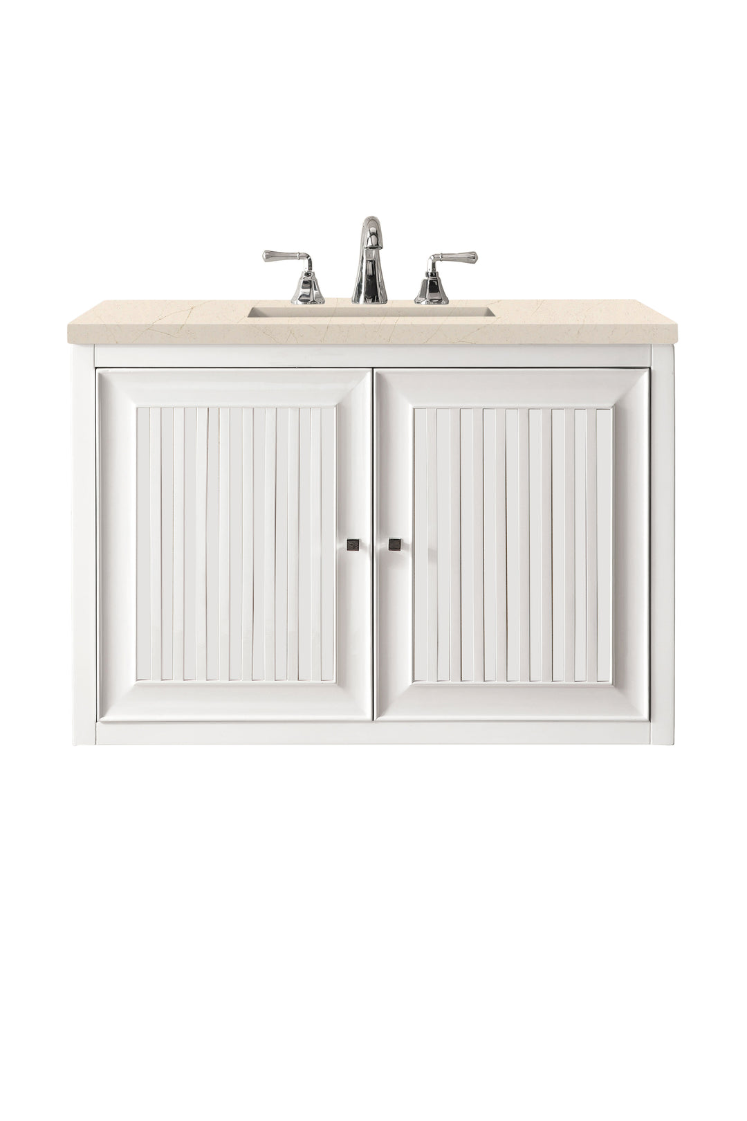 Athens 30" Single Vanity, Glossy White w/ 3 CM Eternal Marfil Top