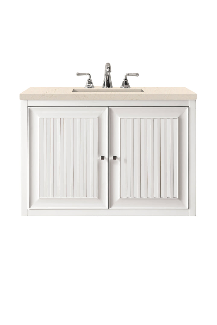 Athens 30" Single Vanity, Glossy White w/ 3 CM Eternal Marfil Top