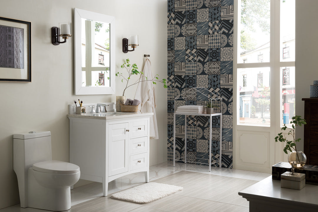 Palisades 36" Single Vanity, Bright White w/ 3 CM Arctic Fall Solid Surface Top