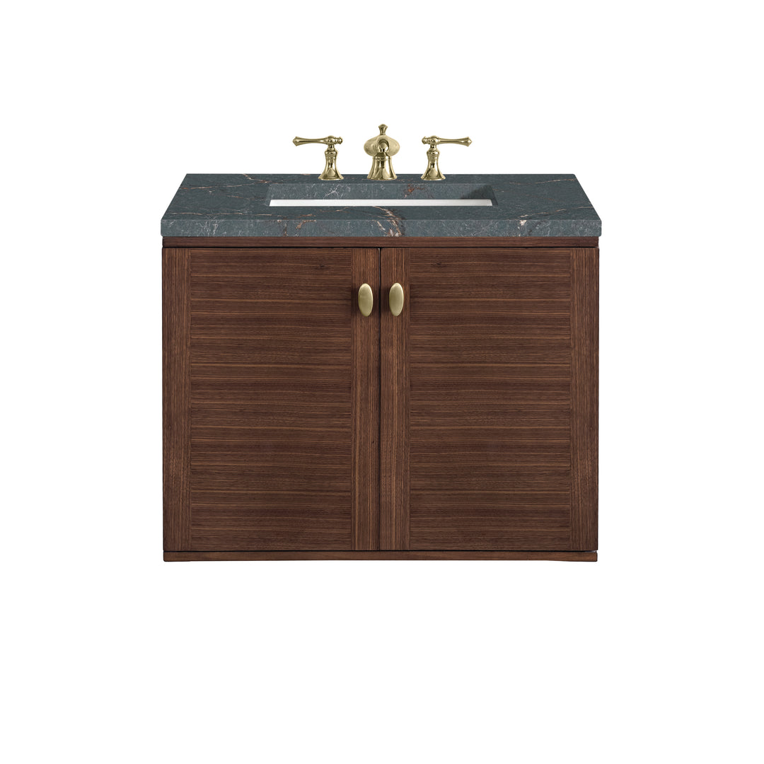 Amberly 30" Single Vanity, Mid-Century Walnut w/ 3 CM Parisien Bleu Top