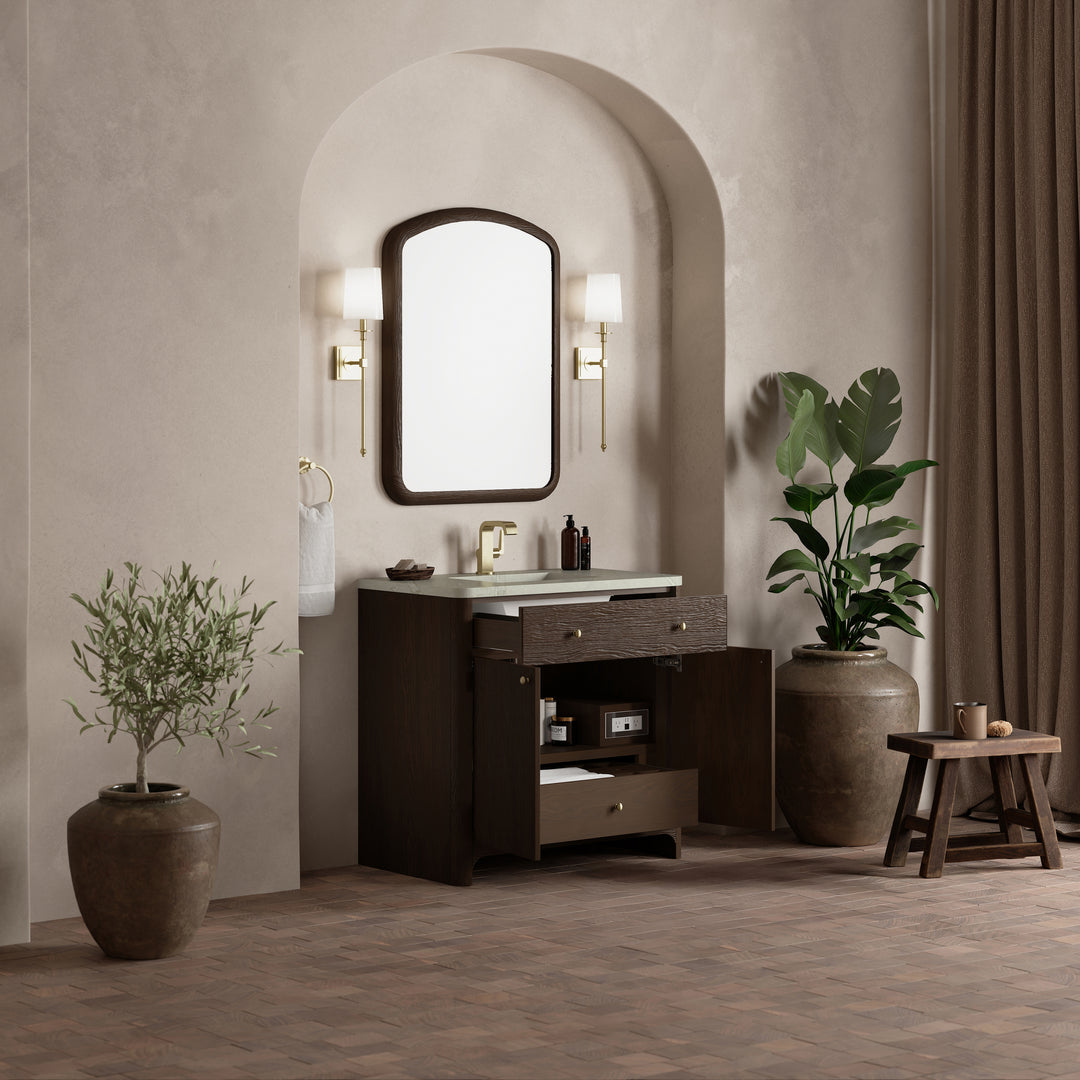 Gracyn 36" Single Vanity, Sable, w/ 3 CM Victorian Silver Quartz Top