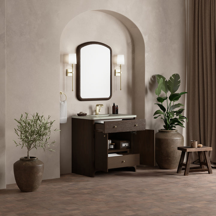 Gracyn 36" Single Vanity, Sable, w/ 3 CM Victorian Silver Quartz Top